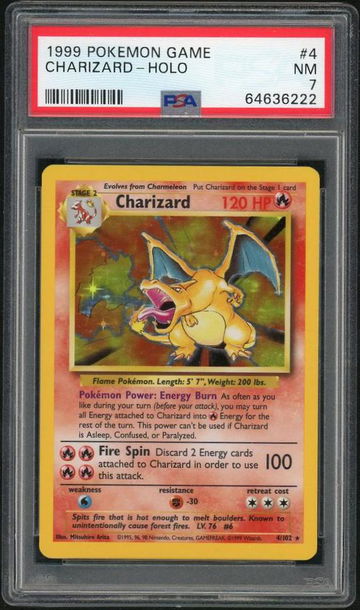 1999 Pokemon Base Set Holo Charizard #4 PSA 7