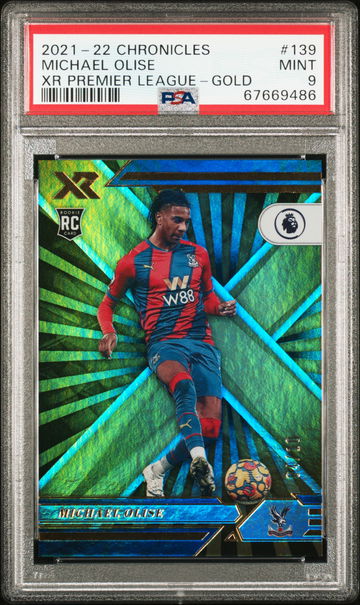 2021-22 CHRONICLES XR PREMIER LEAGUE MICHAEL OLISE #/10 GOLD #139 RC PSA 9