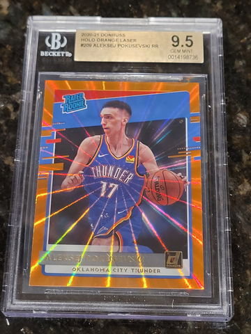 2020-21 Aleksej Pokusevski Donruss Rated Rookie Orange Laser HOLOGRAM #209 BGS 9.5