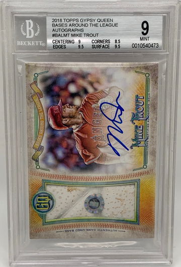 2018 Topps Gypsy Queen Bases Around the League Relic Auto Mike Trout BGS 9