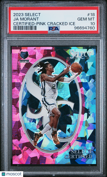 2023 Panini Select Select Certified Ja Morant #18 Pink Cracked Ice PSA 10