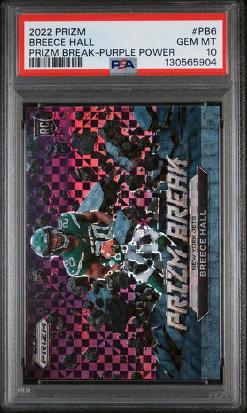 2022 Panini Prizm Prizm Break Purple Power Breece Hall #PB6 /49 PSA 10