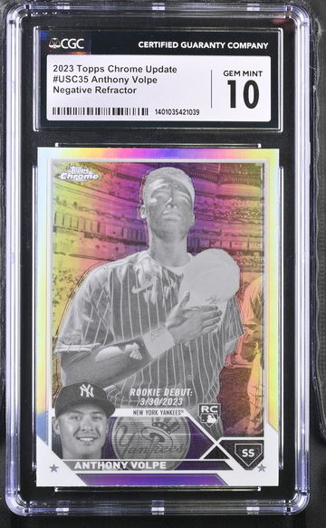 2023 TOPPS ANTHONY VOLPE CHROME UPDATE NEGATIVE REFRACTOR #USC35 CGC 10 BS.C3.42