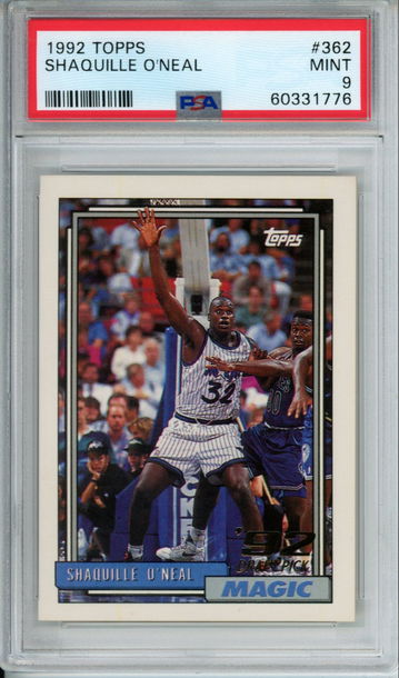 SHAQUILLE O'NEAL 1992 Topps #362 PSA 9 MINT Orlando Magic LA Lakers