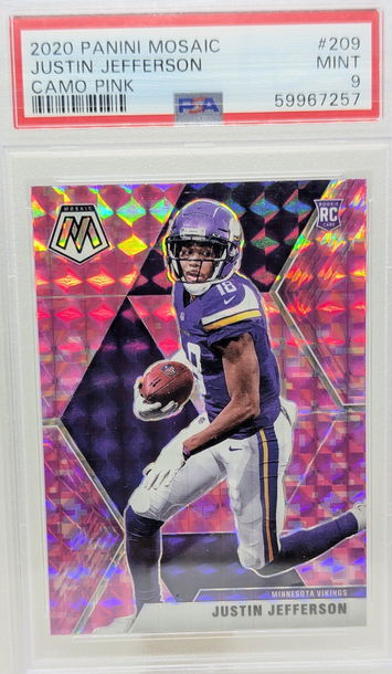 2020 Panini Mosaic Justin Jefferson #209 PSA 9 Camo Pink Rookie RC