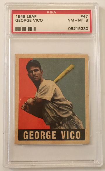 1948 Leaf George Vico #47 PSA 8 NM-MT Detroit Tigers All-Star Baseball Gum Card