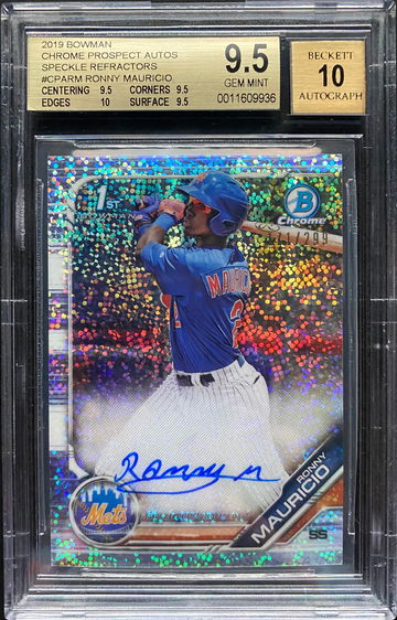 2019 RONNY MAURICIO 1st Bowman Chrome Prospect SPECKLE REFRACTOR Auto RC - #/299 - BGS 9.5/10 True+ 