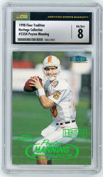 PEYTON MANNING 1998 Fleer Tradition Heritage Collection Green Rc #002/125 CSG 8