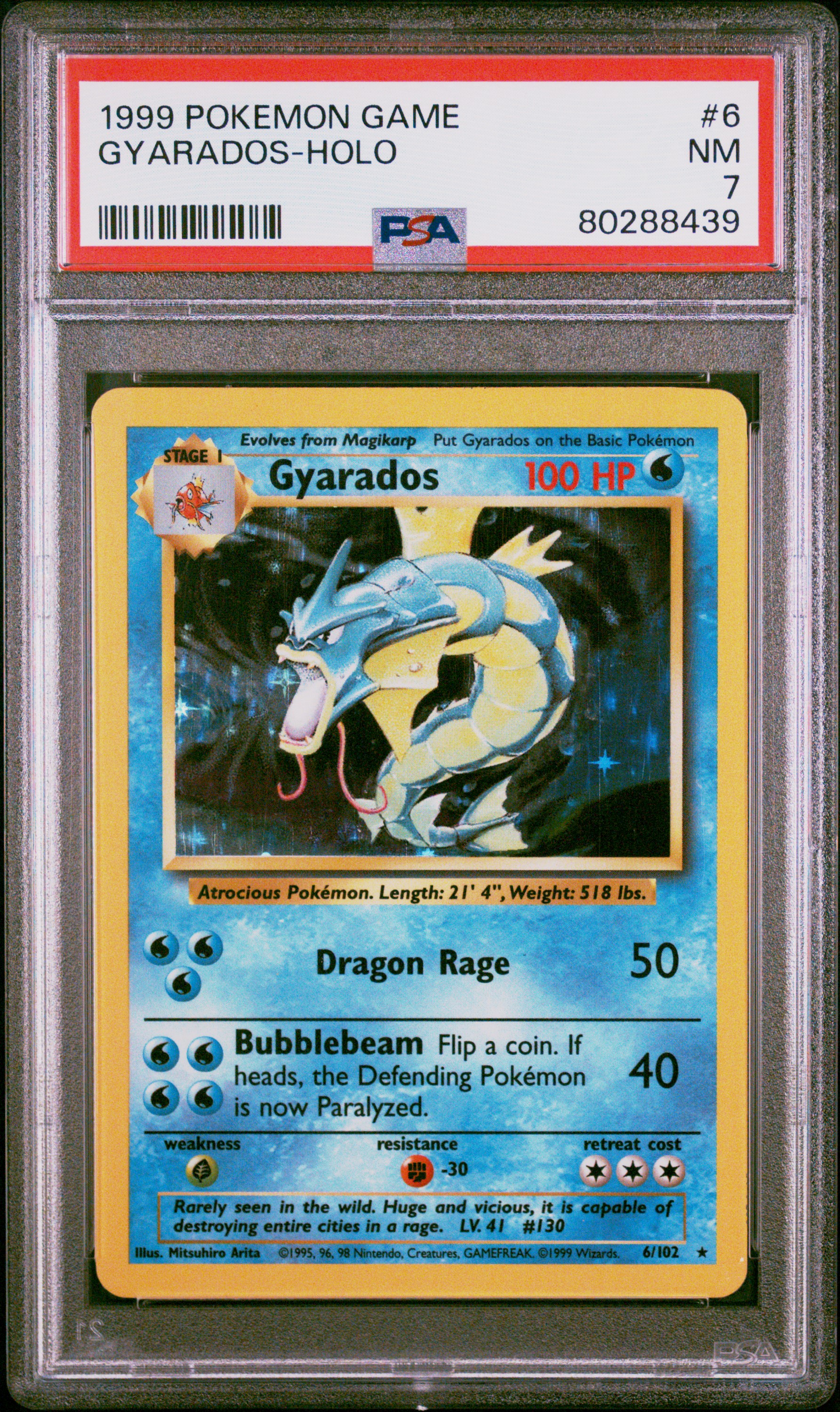 1999 Pokemon Game Gyarados Holo #6 PSA 7
