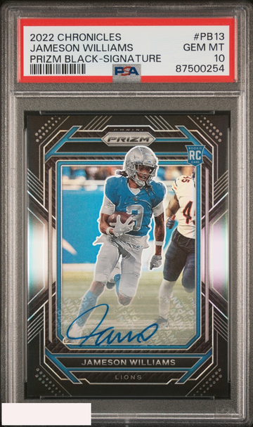 2022 PANINI CHRONICLES PRIZM BLACK JAMESON WILLIAMS #PB13 SIGNATURE RC PSA 10