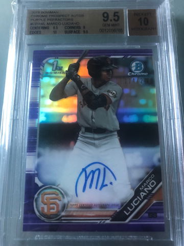 Marco Luciano bowman chrome purple auto bgs 9.5 10 auto!!