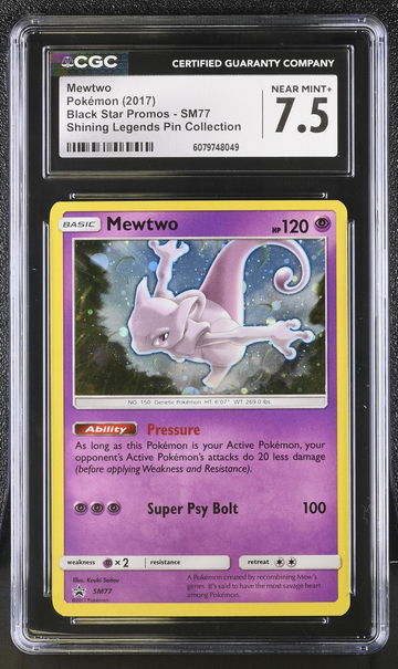 2017 Pokémon Sun & Moon Black Star Promo Mewtwo #SM77 Holo CGC 7.5