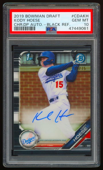 2019 Bowman Chrome KODY HOESE Black Refractor Auto RC PSA 10 Autograph #39/75