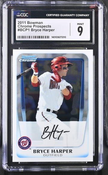 2011 BOWMAN BRYCE HARPER CHROME PROSPECTS #BCP1 CGC 9 BL.D2.64