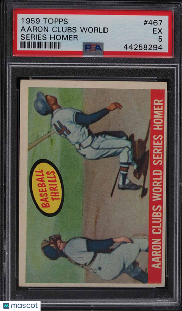 1959 Topps Baseball Aaron Clubs World #467 Series Homer PSA 5