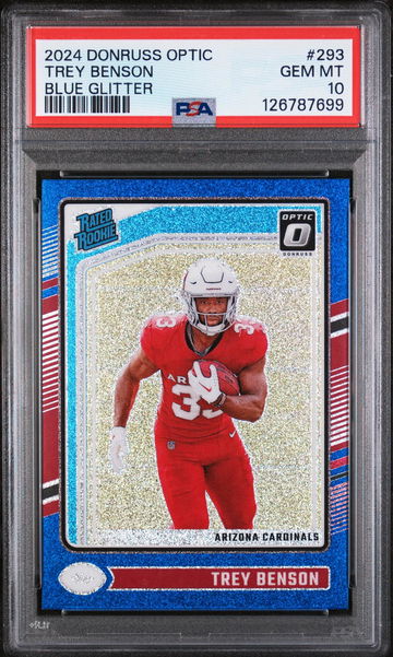 2024 Panini Donruss Optic Blue Glitter Trey Benson #293 PSA 10
