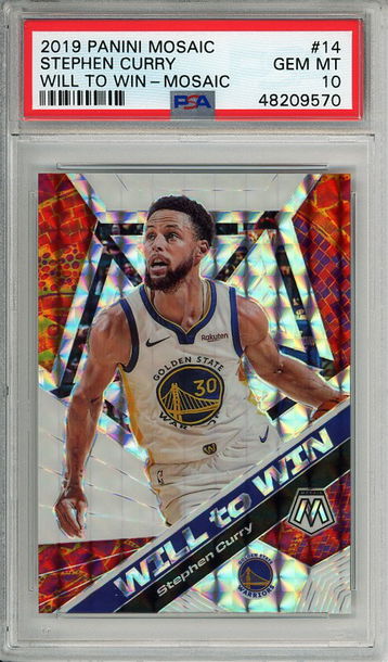 Stephen Curry 2019-20 Panini Mosaic Will to Win #14 Mosaic Prizm PSA 10 Gem Mint! 9570