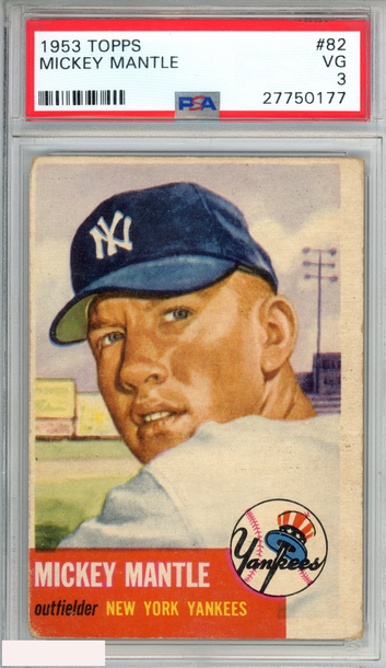 1953 TOPPS MICKEY MANTLE #82 NEW YORK YANKEES HOF PSA 3 VG