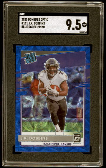 2020 Panini Donruss Optic J.K. Dobbins Blue Scope Prizm RC #161 SGC 9.5