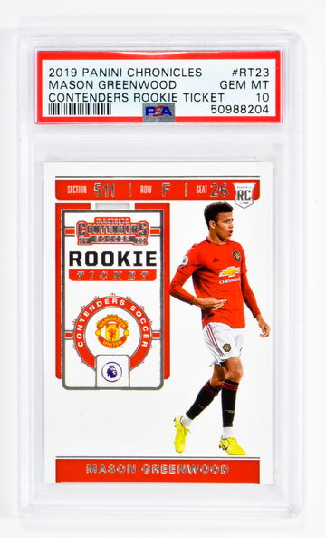 2019 Mason Greenwood Panini Chronicles  Contenders Rookie Ticket PSA 10