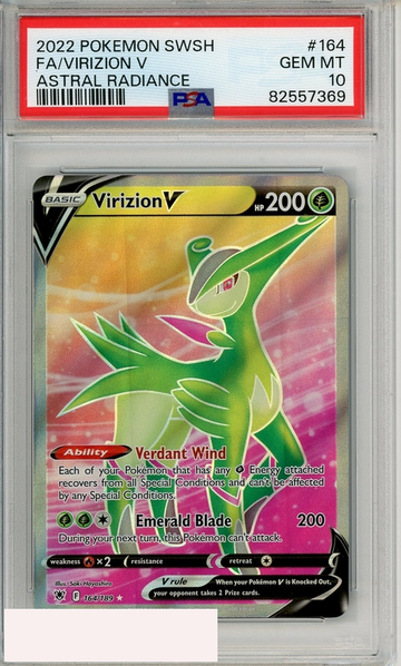 2022 POKEMON SWORD SHIELD ASTRAL RADIANCE FA VIRIZION V #164 PSA 10