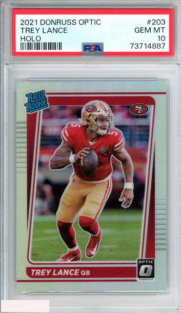 2021 PANINI DONRUSS OPTIC TREY LANCE #203 HOLO ROOKIE RC 49ERS PSA 10 GEM MT
