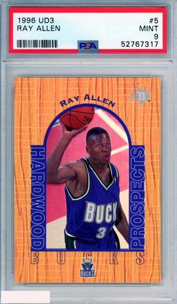 1996 UD3 RAY ALLEN #5 ROOKIE HOF MILWAUKEE BUCKS RC PSA 9 MINT