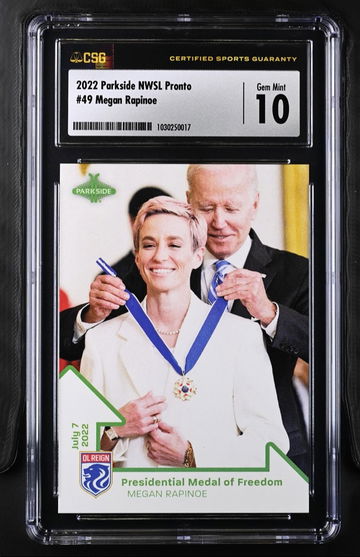 2022 Parkside NWSL National Women’s Soccer League Promo #49 Megan Rapinoe & Joe Biden CSG 10 Gem Mint