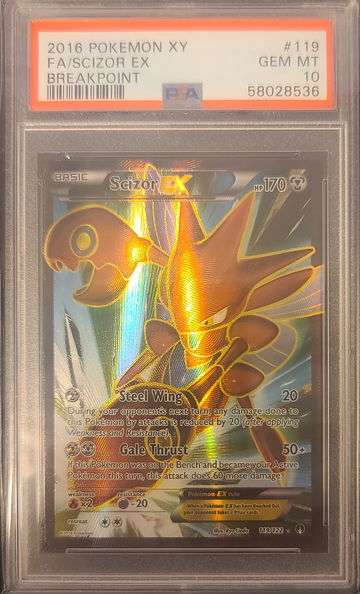 2016 Pokemon XY Scizor EX Full Art Holo Break Point 119/122 PSA 10 Gem Mint