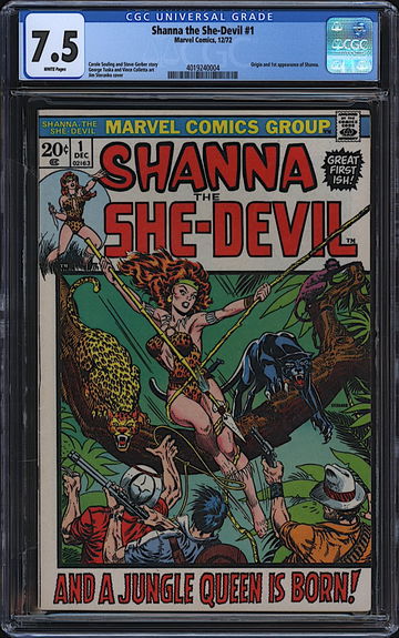 Shanna the She-Devil #1 CGC 7.5 WHITE Marvel 1972 Origin & 1st Shanna