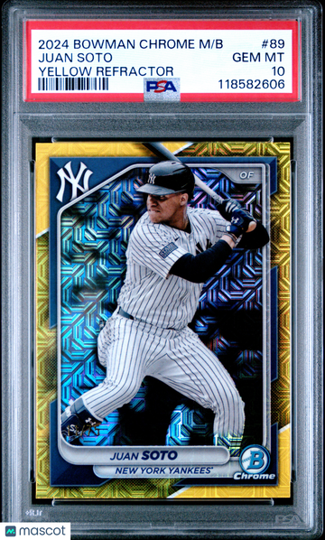 2024 Bowman Chrome Mega Box Juan Soto #89 Yellow Refractor PSA 10