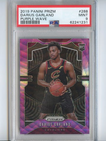 PSA 9 RC 2019 PANINI PRIZM PURPLE WAVE #288 DARIUS GARLAND 2019 ROOKIE MINT