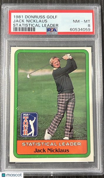 1981 Donruss Golf Jack Nicklaus Statistical Leader PSA 8