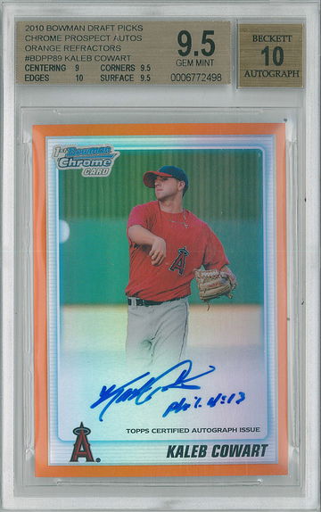 2010 Bowman Draft Kaleb Cowart Orange Refractor /25 #BDPP89 BGS 9.5 Auto 10
