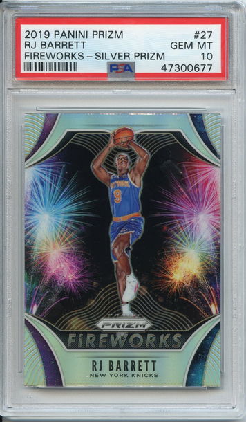 RJ Barrett Fireworks Silver Prizm PSA 10 Rookie NEP