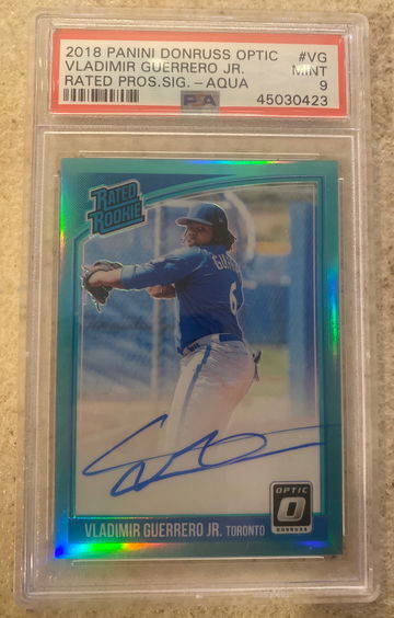 2018 donruss optic Vladimir Guerrero jr aqua auto 6/75 