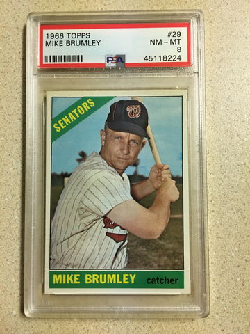 1966 Topps #29 Mike Brumley PSA 8 NM-MT SENATORS 