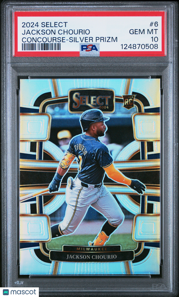 2024 Panini Select Concourse Jackson Chourio #6 Silver Prizm PSA 10