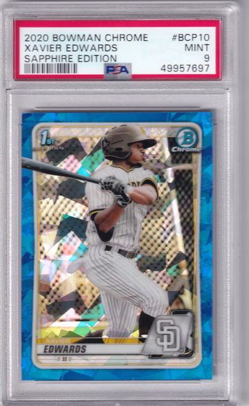 2020 Bowman Chrome Sapphire Xavier Edwards BCP10 PSA 9