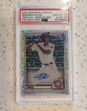 2020 Bowman Chrome Prospect Auto Speckle Refractor #/299 Brennen Davis PSA 10 with 10 Auto