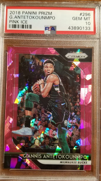 2018-19 MVP YEAR Prizm Pink Ice Prizm Giannis Antetokounmpo PSA 10 Gem Mint