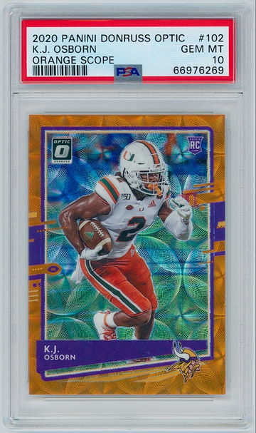 2020 Donruss Optic #102 KJ Osborn - Orange Scope (Prizm) # /79 Rookie | PSA 10