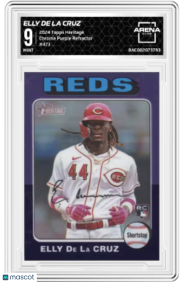 2024 Topps Heritage Elly De La Cruz #473 Chrome Purple Refractor RC Arena Club 9
