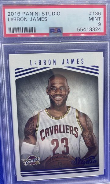 2016-17 Panini Studio  LEBRON JAMES Portrait #136 Cavaliers Lakers PSA 9 Mint
