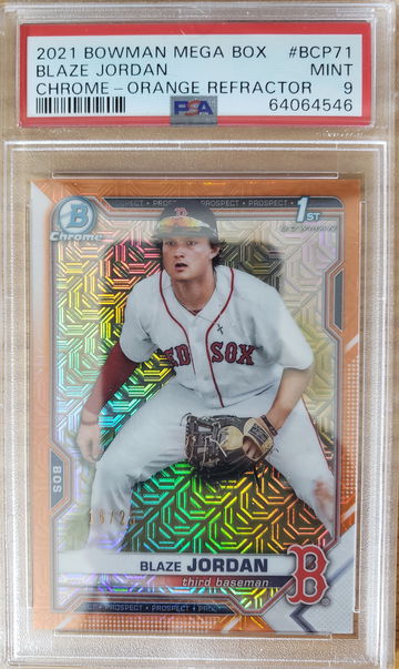 2021 Bowman Chrome Baseball - Blaze Jordan 1st Prospect Orange Mojo 16/25 PSA 9 Mint!