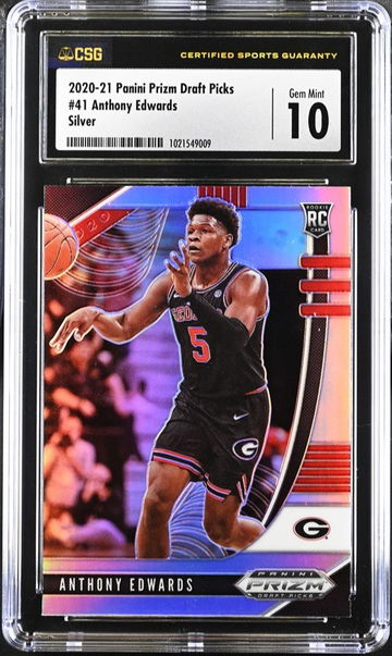 2021 Panini Prizm Draft Picks Anthony Edwards RC #41 Silver Prizm CSG 10 Gem