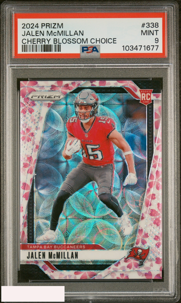 2024 PANINI PRIZM JALEN MCMILLAN #338 CHERRY BLOSSOM CHOICE 7 OF 15 ROOKIE PSA 9