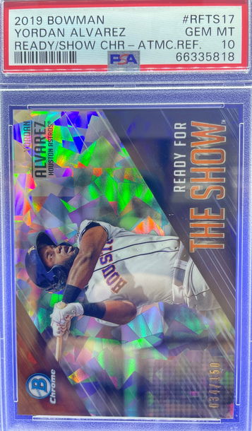 2019 BOWMAN CHROME YORDAN ALVAREZ RC READY FOR SHOW ATOMIC /150 PSA 10 GEM MINT