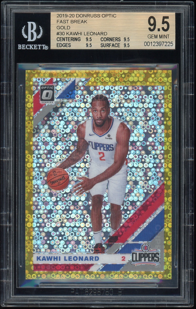 2019 Donruss Optic Kawhi Leonard Gold Disco /10 BGS 9.5