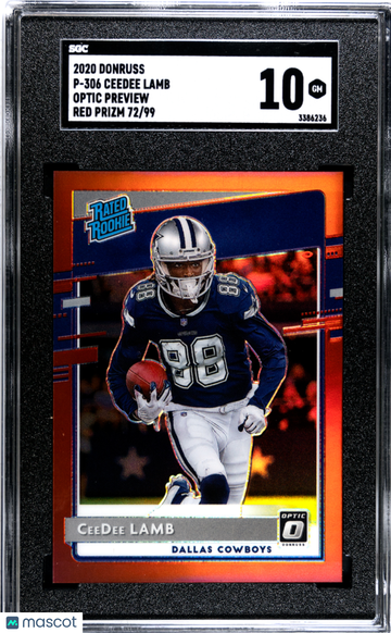 2020 Donruss Ceedee Lamb #P-306 SGC 10 Red Optic Preview /99